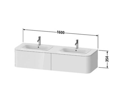 Duravit Happy D.2 Plus Тумба подвесная 160x55x35.4см, с 2 раковинами и 2 ящиками , цвет: stone grey satin matt. 0483600000,  HP4956B9292,  HP032HB8080