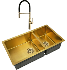 Комплект Мойка кухонная Zorg Inox PVD SZR-78-2-44 bronze + Смеситель Steel Hummer SH 2022 BRONZE бронза
