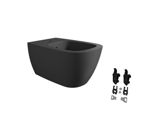 Alice Wunder Биде подвесное 53х31см., с набором для крепления, цвет: чёрный матовый. 45010108SET