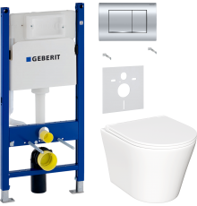 Комплект Унитаз подвесной Ceramicanova Forma CN3011 с микролифтом + Шумоизоляция Geberit 156.050.00.1 + Инсталляция Duofix Delta 458.163.21.1 с кнопкой смыва, хром