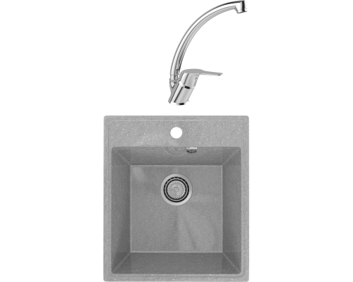 Комплект Мойка кухонная Practik PR-M 425-003 светло-серая + Смеситель MEGA Mega MG-BMK016 хром