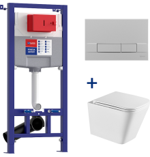 Комплект Lemark Florex 100123425 безободковый, с микролифтом, кнопка смыва матовый хром