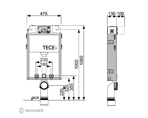 TECEprofil Uni 2.0 Встраиваемый смывной бачок. 9370300