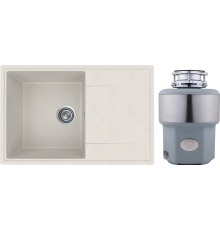 Комплект Мойка кухонная Practik PR-M 735-001 белый камень + Измельчитель Status Premium 300