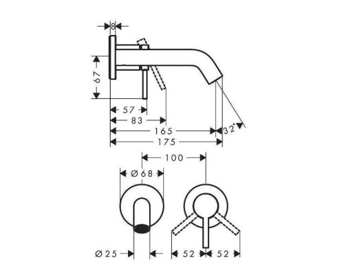 Hansgrohe Tecturis S Смеситель для раковины, настенный, цвет: белый матовый. 73350700 Hansgrohe Tecturis S Смеситель для раковины, настенный, цвет: белый матовый. 73350700