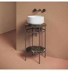 Artceram Vogue Металическая структура Oslash;44хh72,5см., напольная, с  раковиной, с мраморной столешницей и полочкой, цвет: moka/белый. COL004 01 00,  ACA058 56,  TFA011 91,  TFA012 91