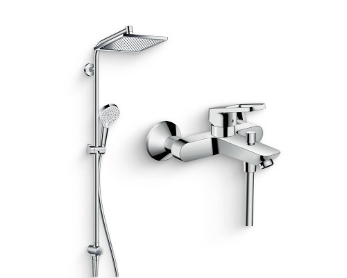 Душевой комплект Смеситель Hansgrohe Logis Loop Logis loop 71244000 + Стойка Crometta E 240 1jet Showerpipe Reno 27289000 EcoSmart