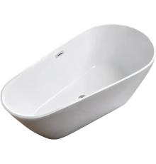 Акриловая ванна Ceruttispa MIMI170II 170x80 см, отдельностоящая, белая, овальная, с каркасом, со сливом-переливом, с донным клапаном
