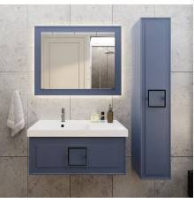 Мебель для ванной комнаты La Fenice Cubo 90 L синяя, ручка черная