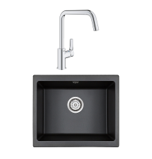 Комплект Мойка Paulmark Gera 60 PM205546-BL черный + Смеситель Grohe Eurosmart