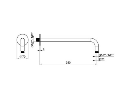 Almar 316 Stainless Steel Кронштейн для верхнего душа, потолочный, 35 см с круглым отражателем, цвет: нержавеющая сталь брашированная AISI 316. E021093.316 Almar 316 Stainless Steel Кронштейн для верхнего душа, потолочный, 35 см с круглым отражателем, цвет: нержавеющая сталь брашированная AISI 316. E021093.316