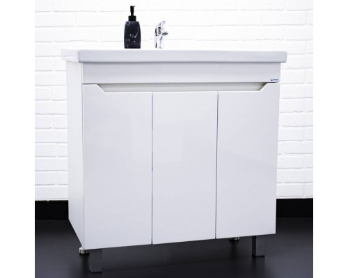 Тумба под раковину Айсберг Мечта 80 напольная, 3 дверцы, белая