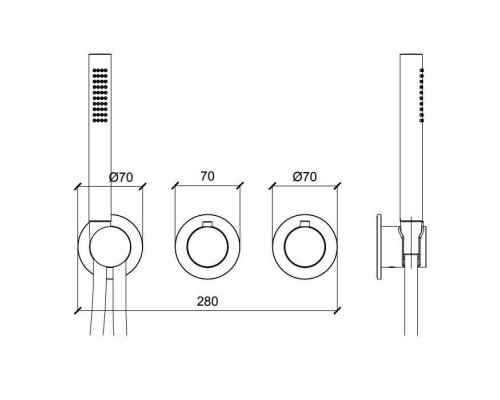 Almar Modular Смеситель для душа, встраиваемый, термостатический, с ручным душем и шлангом, цвет: хром. E180133.CR