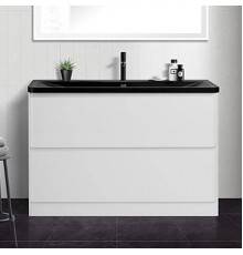 Тумба с раковиной BelBagno Albano 120 напольная, bianco lucido, черная матовая раковина