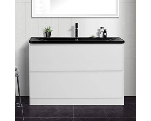 Тумба с раковиной BelBagno Albano 120 напольная, bianco lucido, черная матовая раковина