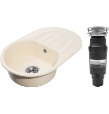 Комплект Мойка GranFest Smart SM 680 L бежевая + Измельчитель Bone Crusher BC 910-SL-Slim Line