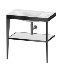 Duravit XViu Консоль напольная, 80x48x85см с полкой, с раковиной без перелива, без отв., цвет: black matt/white high gloss lacquer. XV4715NB285