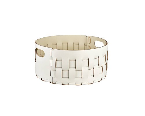 ADJ Bottega Круглая корзина для белья, D40xH20 см., цвет: белый/панна котта. 1020.10/16