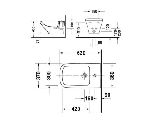 Duravit DuraStyle Биде подвесное 62х37см, с 1 отв под смеситель. с креплением, цвет: белый. 2286150000 Duravit DuraStyle Биде подвесное 62х37см, с 1 отв под смеситель. с креплением, цвет: белый. 2286150000