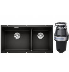 Комплект Мойка Blanco Subline 480/320-U черная + Измельчитель KUCHENSTERN Muhle