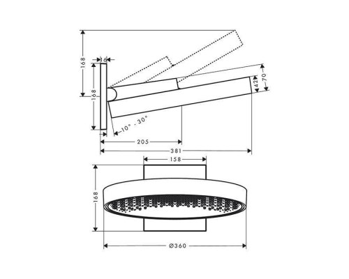 Hansgrohe Rainfinity Верхний душ, d=360мм, 1 jet, с настенным держателем, цвет: хром. 26230000