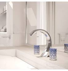 THG NIHAL PORCELAINE BLEUE Смеситель для раковины на 3 отверстия, с донным клапаном, цвет: хром. U2L-A02-151