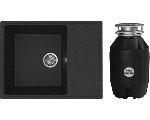 Комплект Мойка кухонная Practik PR-M 650-004 черный оникс + Измельчитель Bone Crusher BC 810-AS