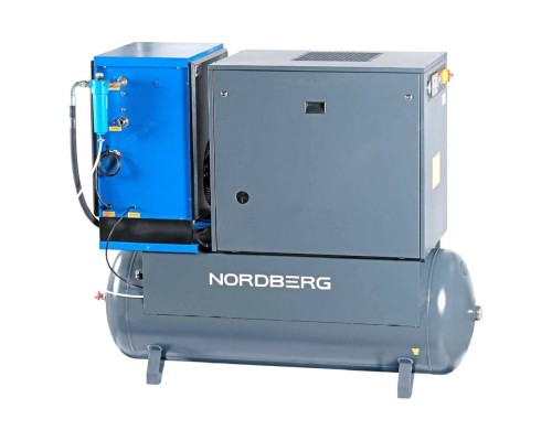 Компрессор винтовой, 15 кВт, 2250 л/мин, 10 бар, ресивер 500 л, осушитель NORDBERG NCS500/2250-10D