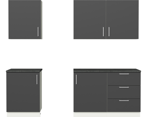 Кухонный гарнитур Domaci Болонья 240 см, фасад графит, ручка хром, столешница луна KUH-708364