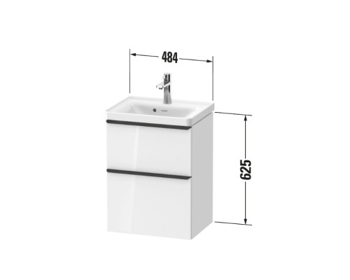Duravit D-Neo Тумба под раковину 48.4x37.2см., подвесная, с выдв. ящиком и выдв. отделением, цвет: графит матовый. DE4350049490000