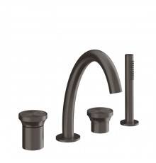 Gessi Origini Смеситель для ванны на 4 отв, с ручной лейкой, цвет: Black Metal Brushed PVD. 66037#707