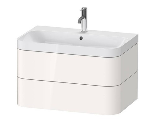 Duravit Happy D.2 Plus Тумба подвесная c-shaped с умывальником 77.5х49х46.8см, с 1 отв под смесит, 2 ящика, выпуск и сифон в комплекте, цвет: белый глянцевый. HP4347O2222
