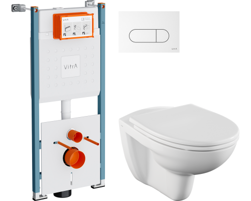 Комплект Унитаз подвесной Norm Fit 6855B099-1777 + Крышка VitrA Norm 84-003-749 с микролифтом + Инсталляция V-Fix Core 732-5800-01PV