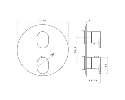 Kerama Marazzi Ole Смеситель для душа, встраиваемый, термостатический, с регулировкой температуры, цвет: черный матовый. 67638EKM.01.093 Kerama Marazzi Ole Смеситель для душа, встраиваемый, термостатический, с регулировкой температуры, цвет: черный матовый. 67638EKM.01.093