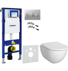 Комплект Унитаз подвесной Geberit Acanto 500.600.01.2 + Крышка 500.605.01.2 + Крепления Duofix 111.815.00.1 к стене + Шумоизоляция 156.050.00.1 + Инсталляция UP 320 111.300.00.5 + Кнопка Sigma 20 115.882.JQ.1 хром матовый, хром глянцевый