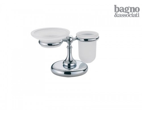 RE 773.92 OLD BRASS Мыльница со стаканом, настольные, сатиновое стекло, бронза RE77392