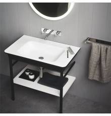 Agape Novecento XL Раковина на стальной базе 90x55x13 см, без отв., напольная, цвет: матовый белый/темный серый. ACER1072G,  ACER10700RBG *0,  MET0563C