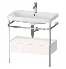 Duravit Happy D.2 Plus Консоль напольная с умывальником 77.5х49х85см, с 1 отв под смесит, 1 ящик, 1 полотенцедержатель,выпуск и сифон в комплекте, цвет: белый глянцевый/хром. HP4842O2222