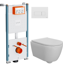 Комплект Унитаз подвесной DIWO Коломна 0700 + Инсталляция VitrA V-Fix Core 732-5800-01PV + Кнопка Root Square 740-2300 белая глянцевая