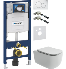 Комплект Унитаз подвесной Ceramicanova Noel CN3013 + Крепления Geberit Duofix 111.815.00.1 к стене + Шумоизоляция 156.050.00.1 + Инсталляция UP 320 111.300.00.5 + Кнопка Sigma 01 115.770.11.5 белая