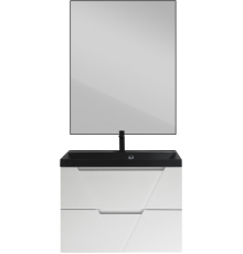 Мебель для ванной комнаты BelBagno Vittoria 80 подвесная, bianco opaco, черная матовая раковина