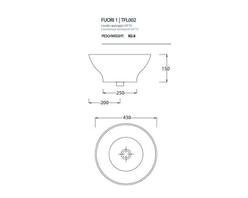 Artceram WASHBASINS FUORI 1 Раковина 43х43 см, без отв., накладная, цвет: белый. TFL002 01 00