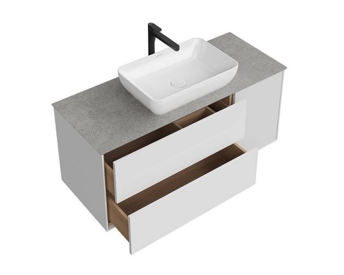 Kerama Marazzi PLAZA Modern Тумба подвесная 120x48см, 3 ящика, цвет: белый / дуб виченце. PLB.M.120.3\WHT.V