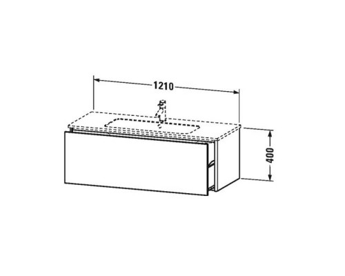 Duravit XSquare Тумба подвесная, 121х47.8х40см, с раковиной, с 1 выдв ящик, цвет: белый матовый. 2336120000,  XS407401818
