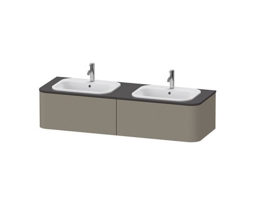 Duravit Happy D.2 Plus Тумба подвесная 160x55x35.4см, с 2 раковинами и 2 ящиками , цвет: stone grey satin matt. 0483600000,  HP4956B9292,  HP032HB8080