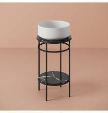 Artceram Vogue Металлическая структура Oslash;44хh72,5см, напольная, с раковиной, с мраморной столешницей и полочкой, цвет: черный матовый/белый матовый. COL001 05 00,  ACA058 17,  TFA011 90,  TFA012 90