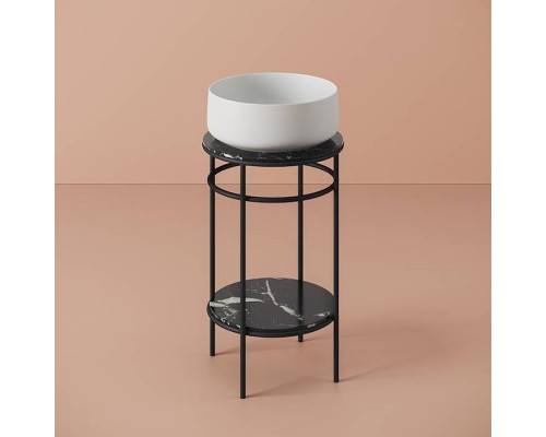 Artceram Vogue Металлическая структура Oslash;44хh72,5см, напольная, с раковиной, с мраморной столешницей и полочкой, цвет: черный матовый/белый матовый. COL001 05 00, ACA058 17, TFA011 90, TFA012 90 Artceram Vogue Металлическая структура Oslash;44хh72,5см, напольная, с раковиной, с мраморной столешницей и полочкой, цвет: черный матовый/белый матовый. COL001 05 00, ACA058 17, TFA011 90, TFA012 90
