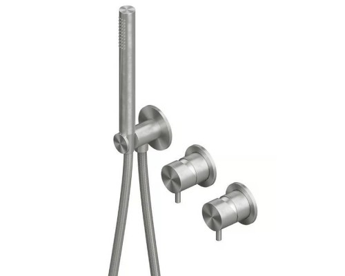QuadroDesign Source Смеситель для душа, встраиваемый, на 2 потребителя с ручным душем, цвет: brushed stainless steel. 1368.00AS