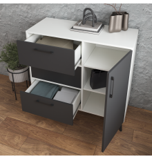 Комод DIWO Кострома 100х95х42 см белый, антрацит, ручка черная, ножка черная