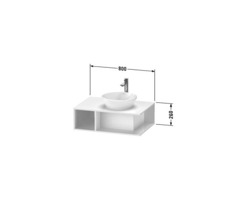 Duravit D-Neo Тумбочка подвесная компакт 80x55х26 см., раковина, 1 открытое отделение на левой стороне, цвет: белый высокоглянцевый. 2328400000,  DE495802222